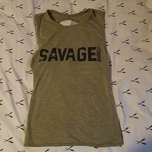 Army Green Savage Barbell Crossback Tank